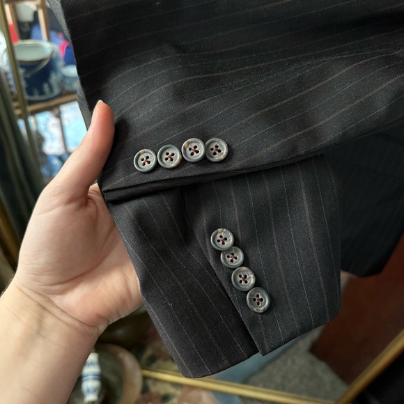 Burberry Charcoal Brown Pinstripe Suit Jacket Sports Coat - Picture 5 of 15